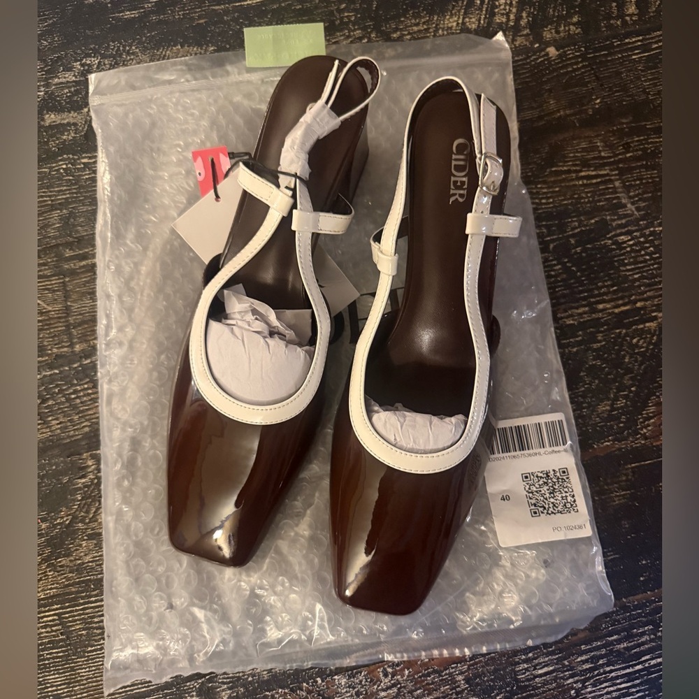 Cider Brown and White Heels
